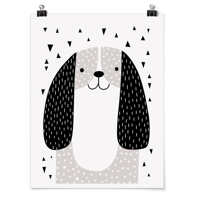 Poster Schwarz-Weiß Tierpark mit Mustern - Hund