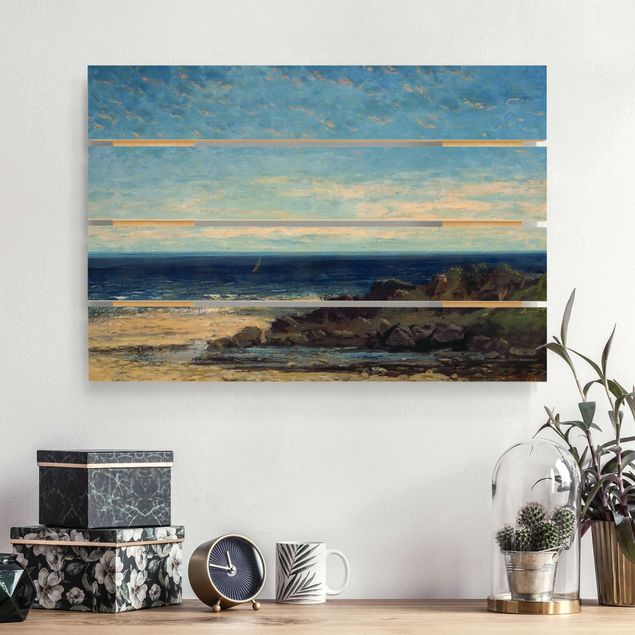 Holzbild maritim Gustave Courbet - Blaues Meer