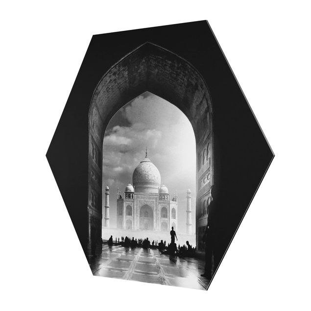 Hexagon Bild Alu-Dibond - Das Tor zum Taj Mahal