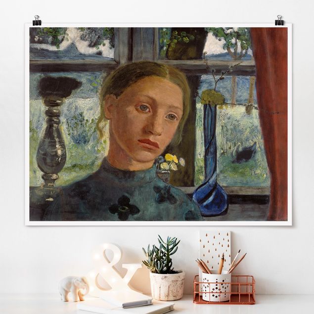 Poster - Paula Modersohn-Becker - Mädchenkopf vor Fenster - Querformat 3:4
