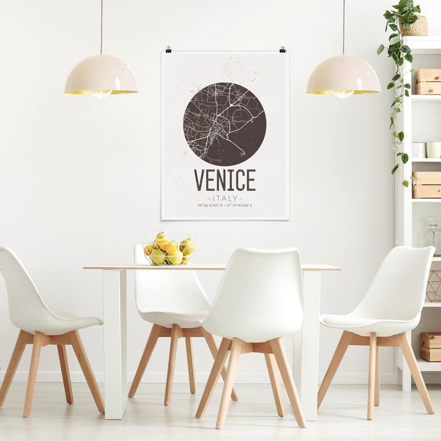 Poster Weltkarte Stadtplan Venice - Retro