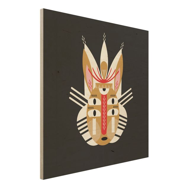 Moderne Holzbilder Collage Ethno Maske - Hase