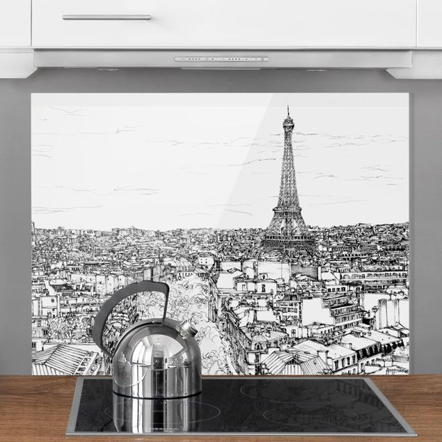 Spritzschutz Glas magnetisch Stadtstudie - Paris