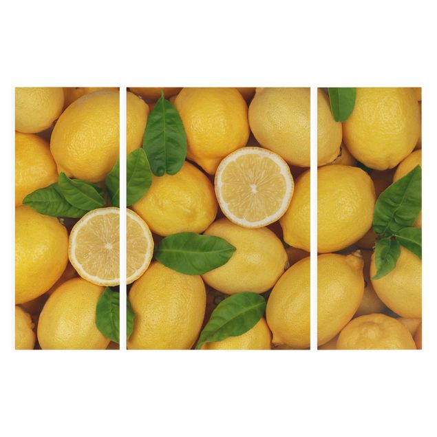 Leinwandbild 3-teilig - Saftige Zitronen - Triptychon