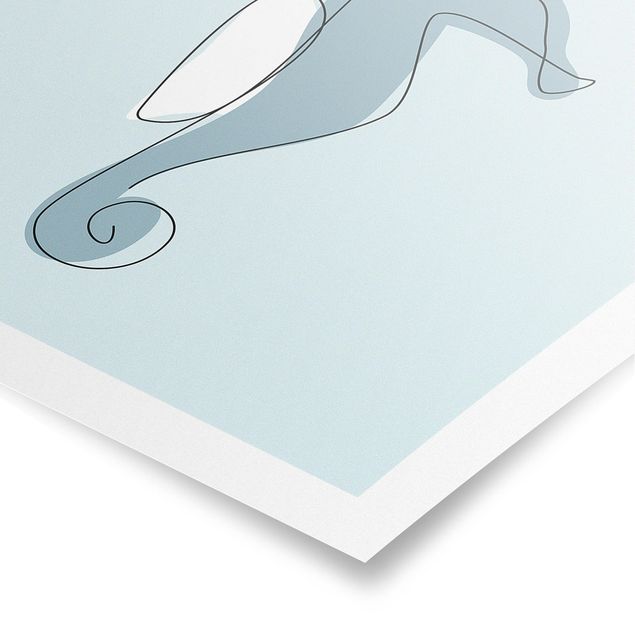 Poster - Seepferdchen Line Art - Quadrat 1:1