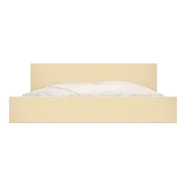 Möbelfolie für IKEA Malm Bett niedrig 180x200cm - Klebefolie Geometrisches Musterdesign Gelb