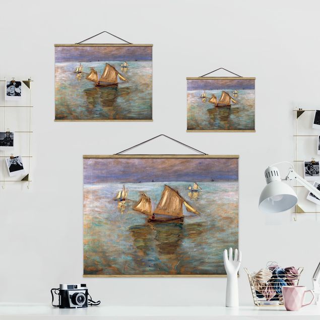 Stoffbild mit Posterleisten - Claude Monet - Fischerboote - Querformat 4:3