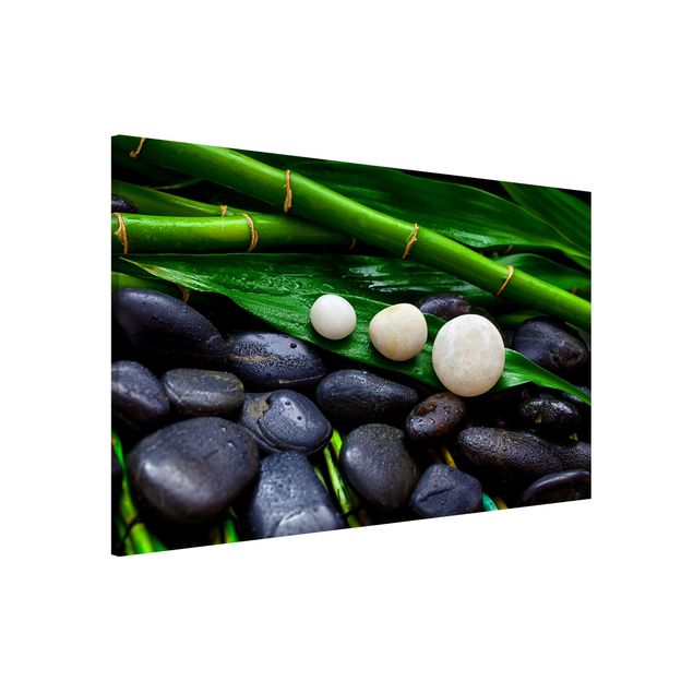 Magnettafel Büro Grüner Bambus mit Zen Steinen