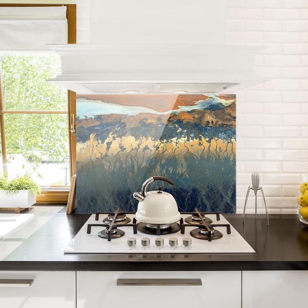 Küchenrückwand Glas Motiv Wald Kalifornien aus der Luft