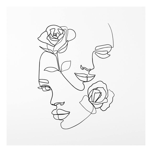 Line Art Bilder Line Art Gesichter Frauen Rosen Schwarz Weiß
