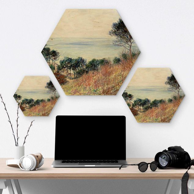 Hexagon Bild Holz - Claude Monet - Küste Varengeville