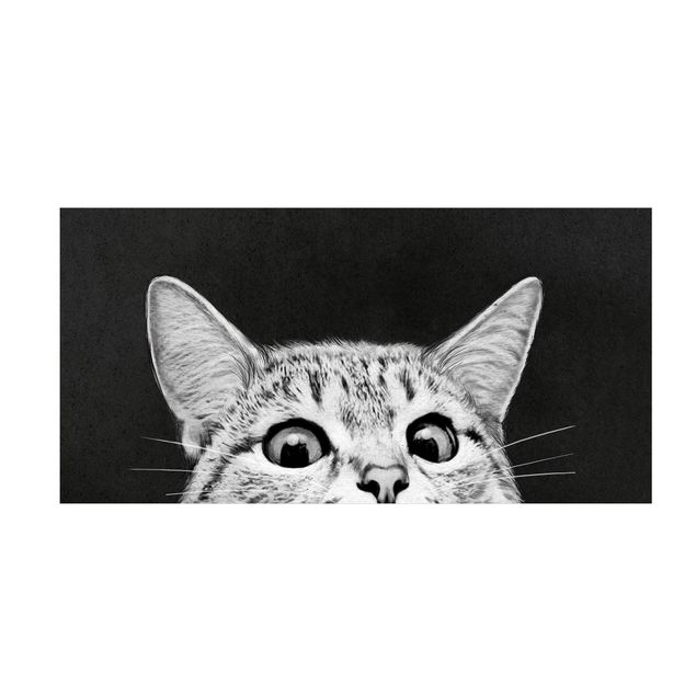 Teppich schwarz Illustration Katze Schwarz Weiß Zeichnung