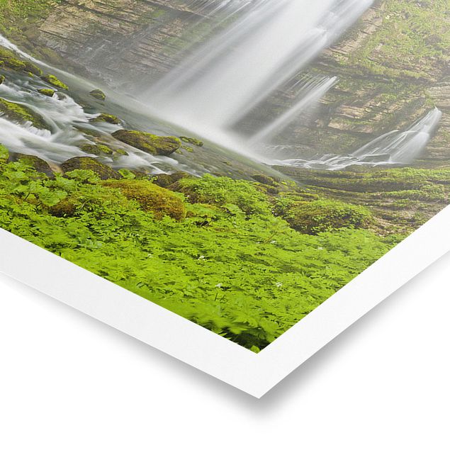 Poster - Wasserfälle Cascade de Flumen - Panorama Querformat