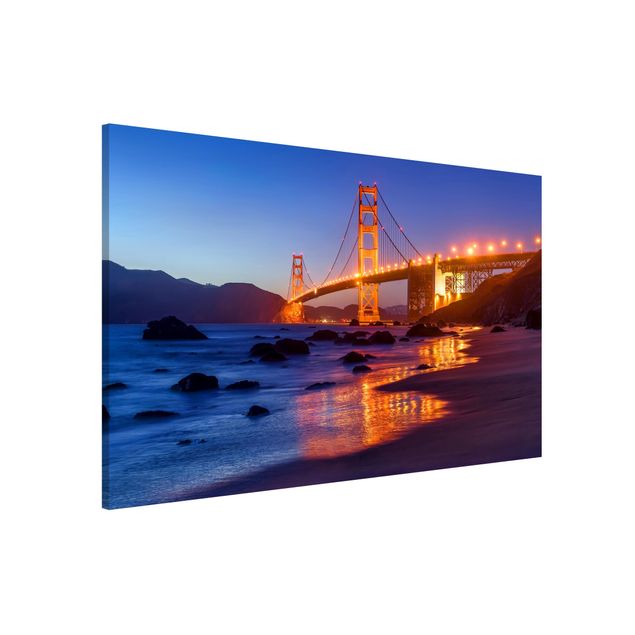 Magnettafel Büro Golden Gate Bridge am Abend