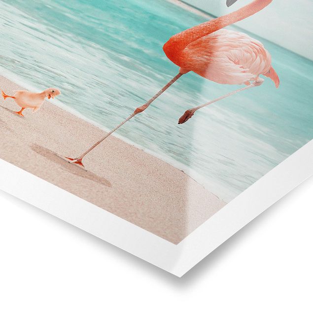Schöne Wandbilder Strand mit Flamingo