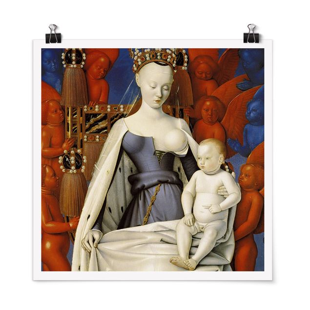 Poster - Jean Fouquet - Die thronende Madonna - Quadrat 1:1