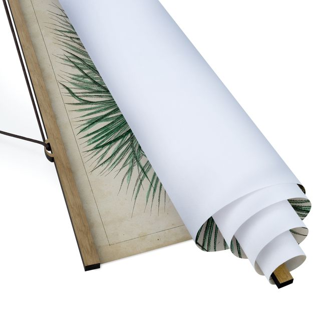 Stoffbild mit Posterleisten - Vintage Lehrtafel Exotische palmen I - Hochformat 2:3