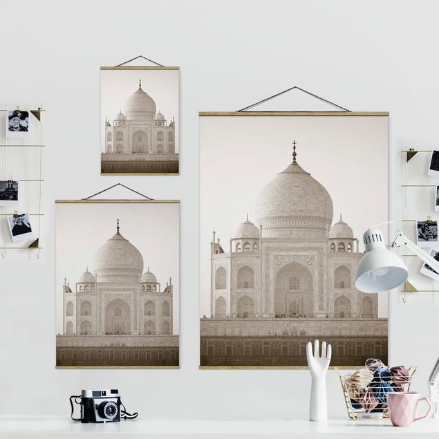 Stoffbild mit Posterleisten - Taj Mahal - Hochformat 3:4