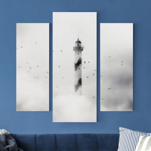 Leinwandbilder XXL Leuchtturm im Nebel