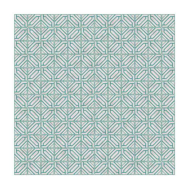 Moderne Teppiche Fliesenmuster Rauten Geometrie türkis
