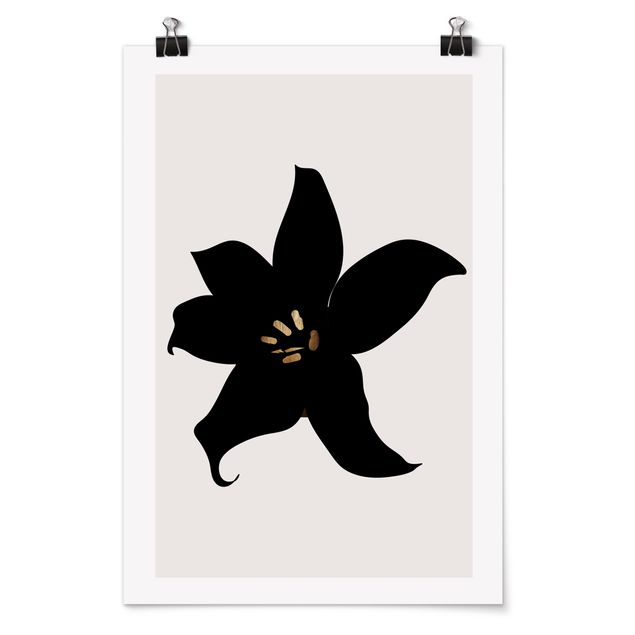 Schöne Wandbilder Grafische Pflanzenwelt - Orchidee Schwarz und Gold