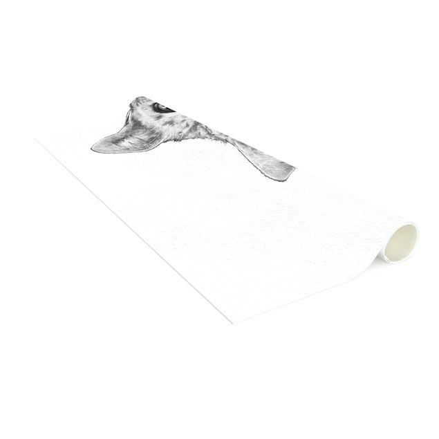 Moderne Teppiche Illustration Katze Zeichnung Schwarz Weiß