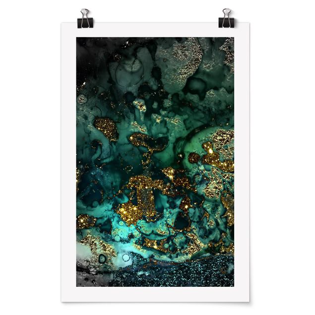 Poster Natur Goldene Meeres-Inseln Abstrakt