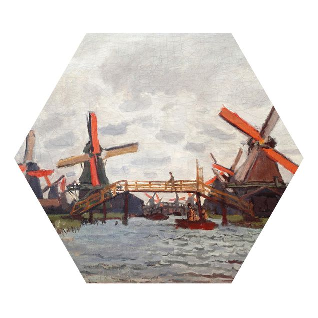 Hexagon Wandbilder Claude Monet - Windmühlen Zaandam