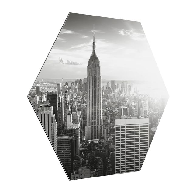 Hexagon Bild Alu-Dibond - Manhattan Skyline