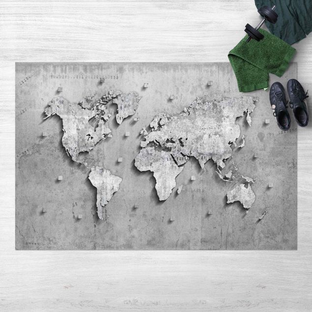 Aussen Teppich Beton Weltkarte