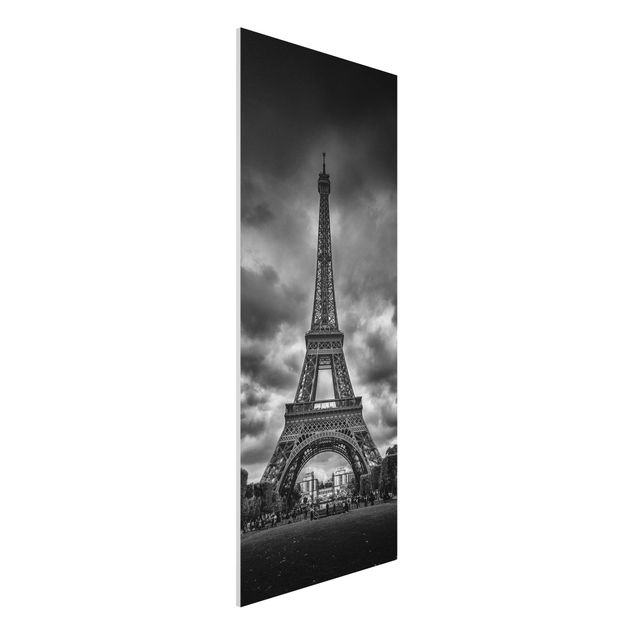 Forex Bilder Eiffelturm vor Wolken schwarz-weiß