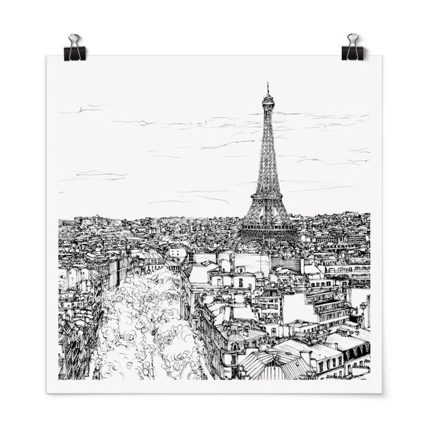 Poster - Stadtstudie - Paris - Quadrat 1:1