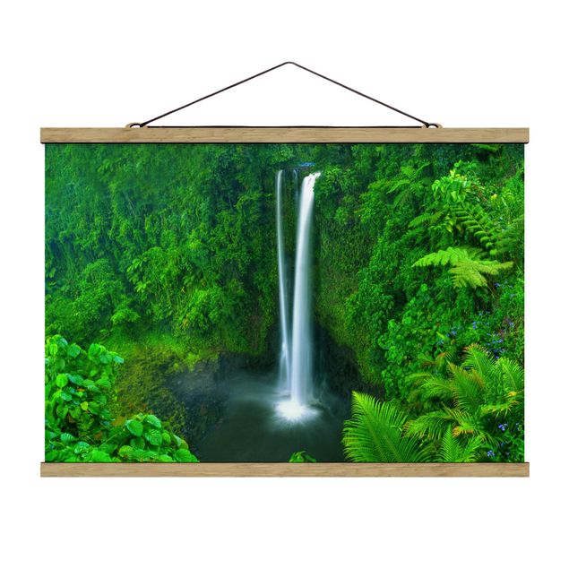 Stoffbild mit Posterleisten - Paradiesischer Wasserfall - Querformat 3:2