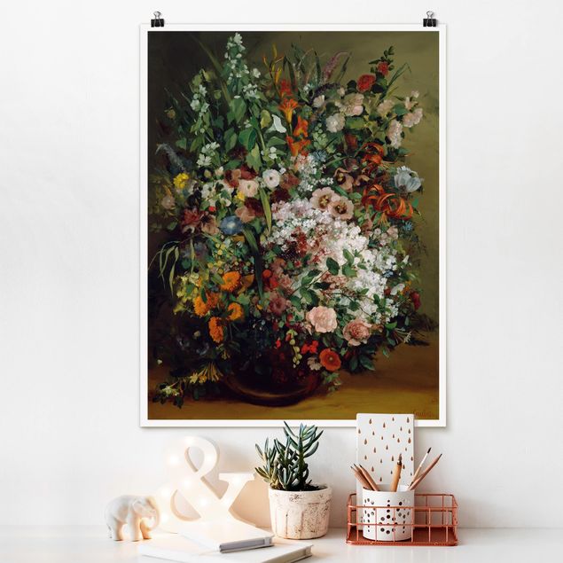 Kunstdrucke Poster Gustave Courbet - Blumenstrauß in Vase