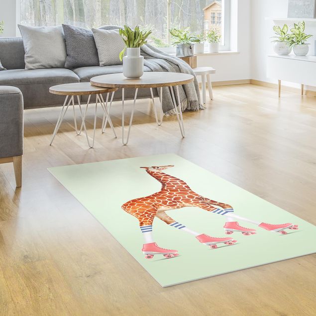 Teppiche Giraffe mit Rollschuhen