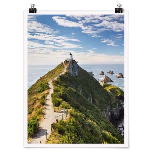 Poster bestellen Nugget Point Leuchtturm und Meer Neuseeland