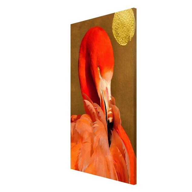Magnettafel Tiere Goldener Mond mit Flamingo