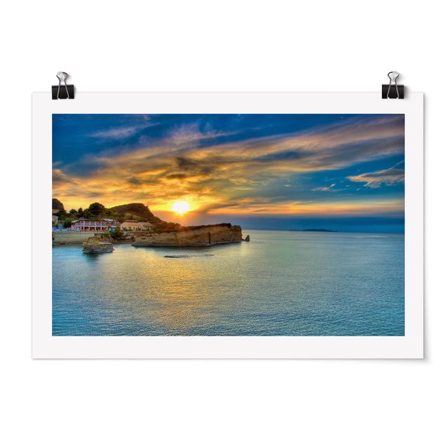 Bilder für die Wand Sonnenuntergang über Korfu