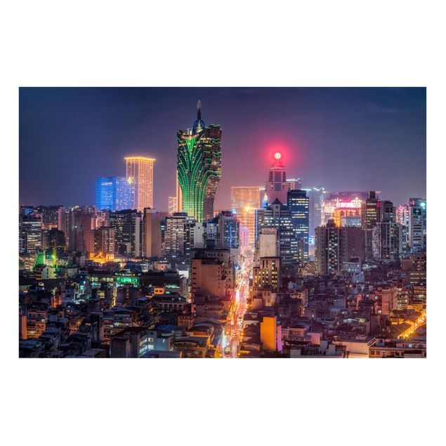 Magnettafel Skyline Nachtlichter von Macau