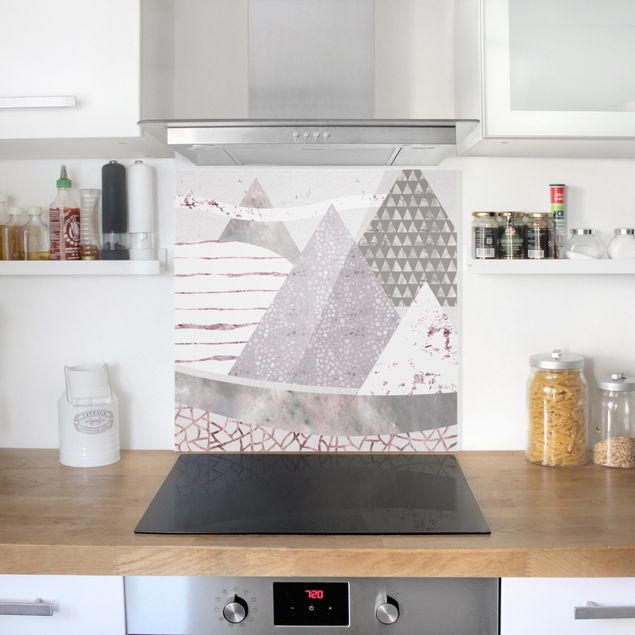 Muster Küchenrückwand Glas Abstrakte Berglandschaft Pastellmuster