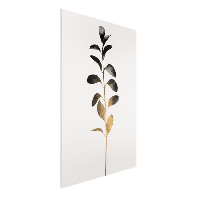 Foto auf Hartschaumplatte Grafische Pflanzenwelt - Gold und Grau