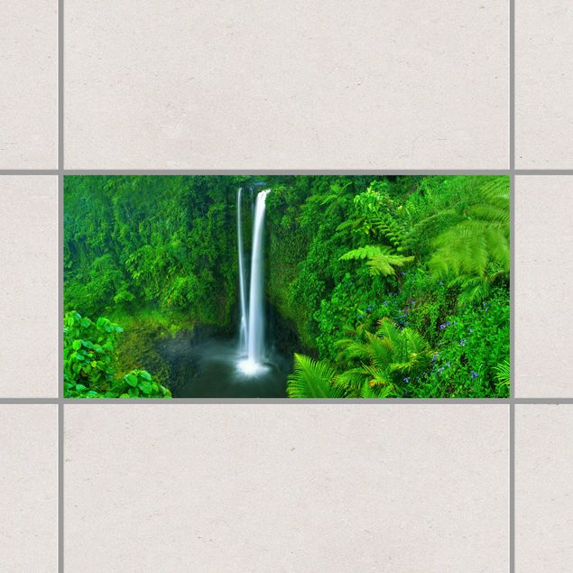 Fliesenfolie grün Paradiesischer Wasserfall