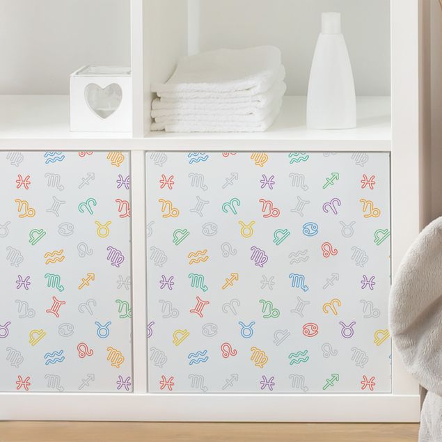Möbelfolie Muster Kinderzimmer-Lernmuster mit bunten Sternzeichen Symbolen
