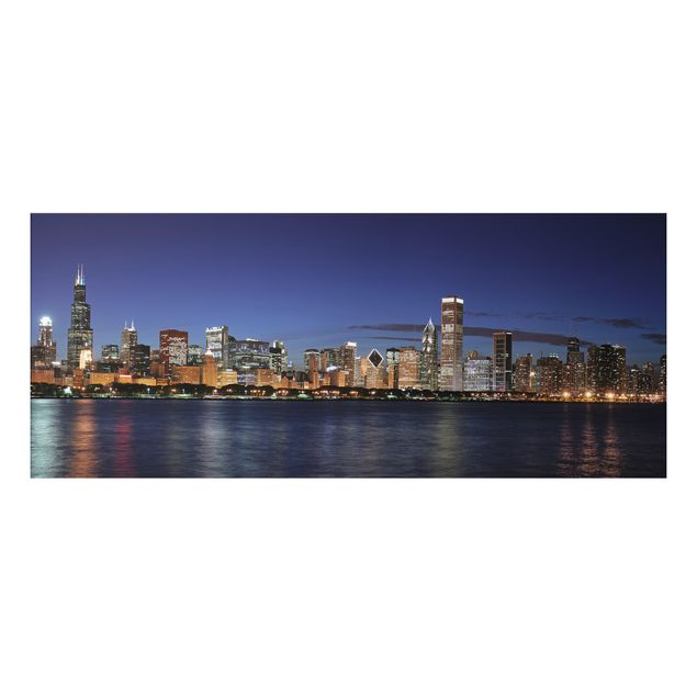 Foto auf Alu Dibond Chicago Skyline bei Nacht