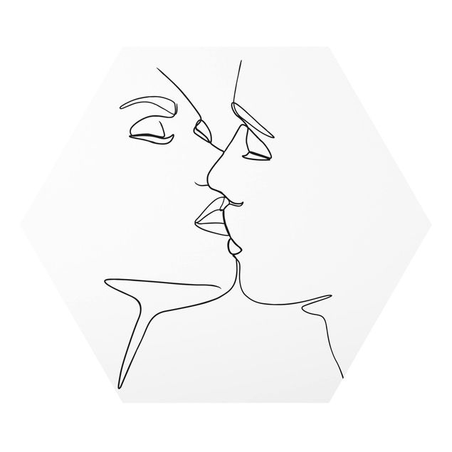 Bilder Hexagon Line Art Kuss Gesichter Schwarz Weiß