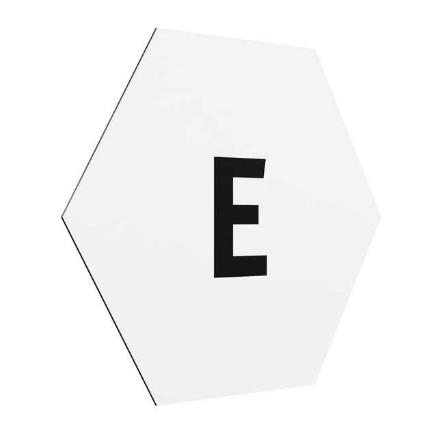 Hexagon Bild Alu-Dibond - Buchstabe Weiß E