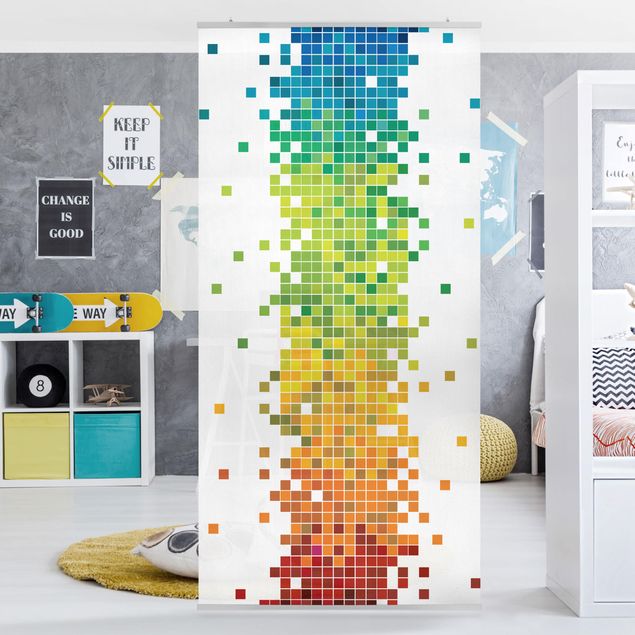 Vorhang Raumteiler Pixel-Regenbogen