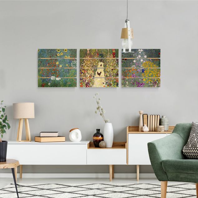 Moderne Holzbilder Gustav Klimt - Im Garten
