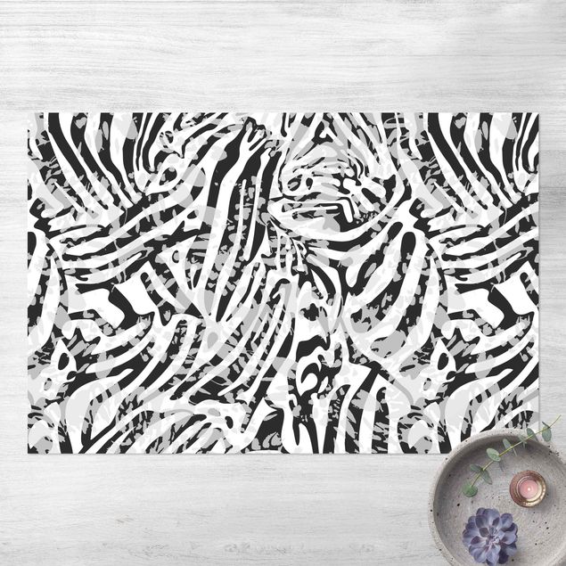 Outdoor Teppich Zebramuster in Grautönen
