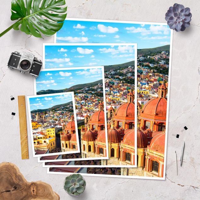 Poster - Bunte Häuser Guanajuato - Hochformat 3:4